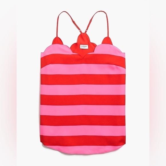 J. Crew Tops - J. CREW Women’s Pink and Red Scalloped Cami Top Size 0